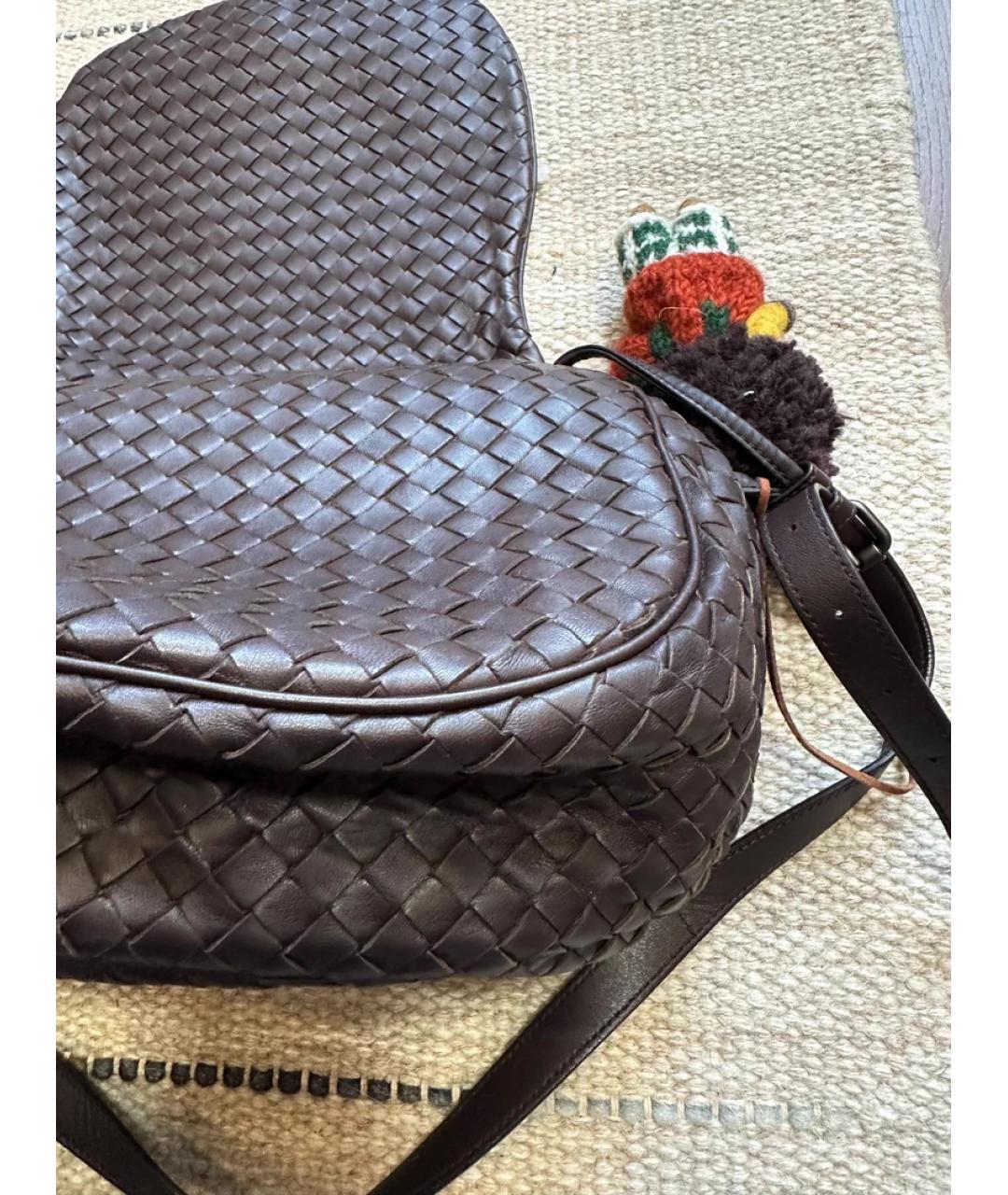 BOTTEGA VENETA Коричневая пелетеная сумка через плечо, фото 8