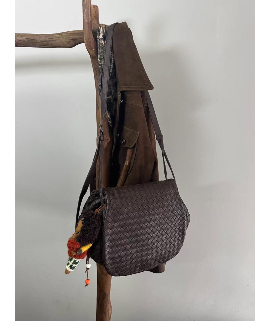 BOTTEGA VENETA Коричневая пелетеная сумка через плечо, фото 2