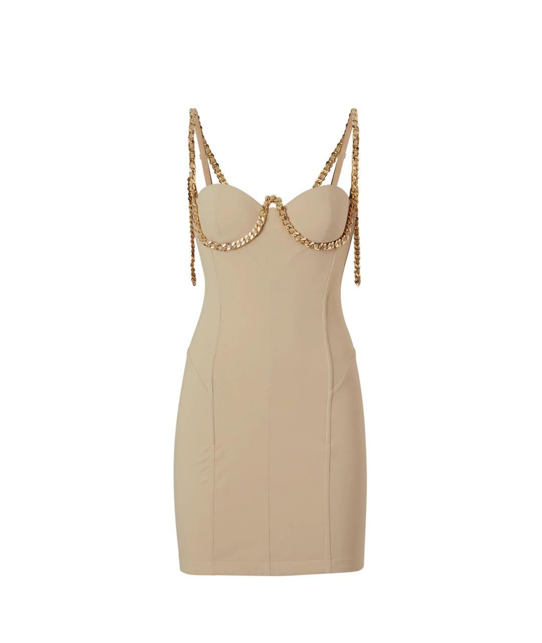 BURBERRY Бежевое полиэстеровое коктейльное платье, фото 9