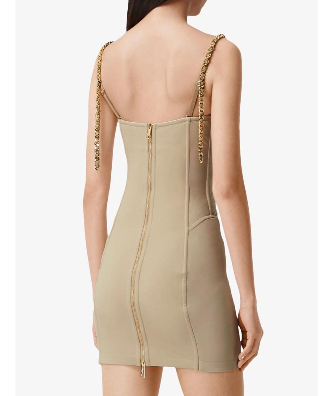 BURBERRY Бежевое полиэстеровое коктейльное платье, фото 3