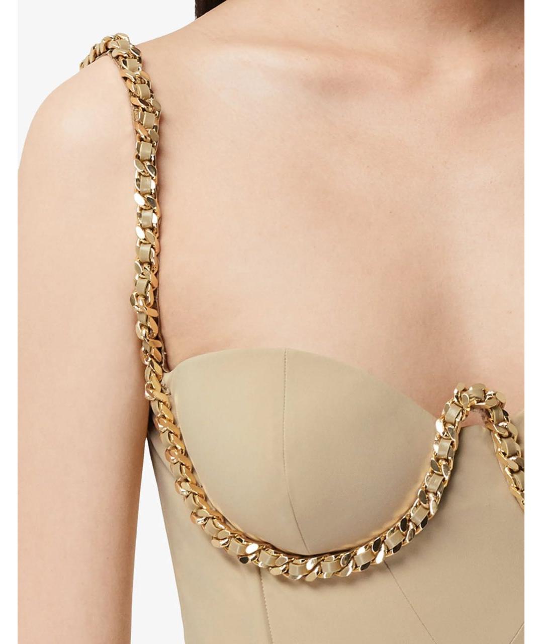 BURBERRY Бежевое полиэстеровое коктейльное платье, фото 4