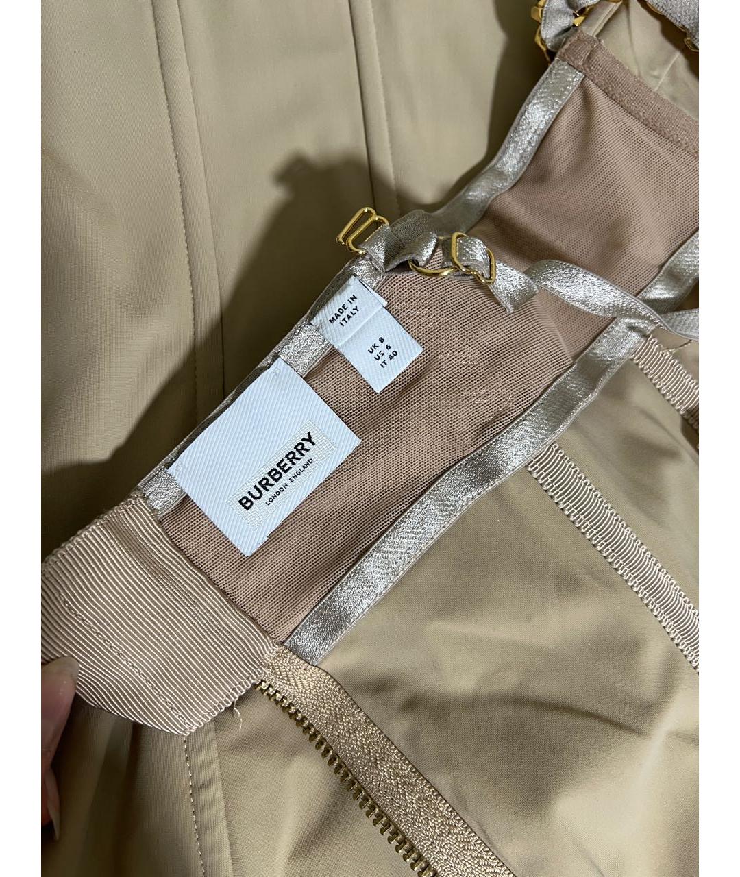 BURBERRY Бежевое полиэстеровое коктейльное платье, фото 5