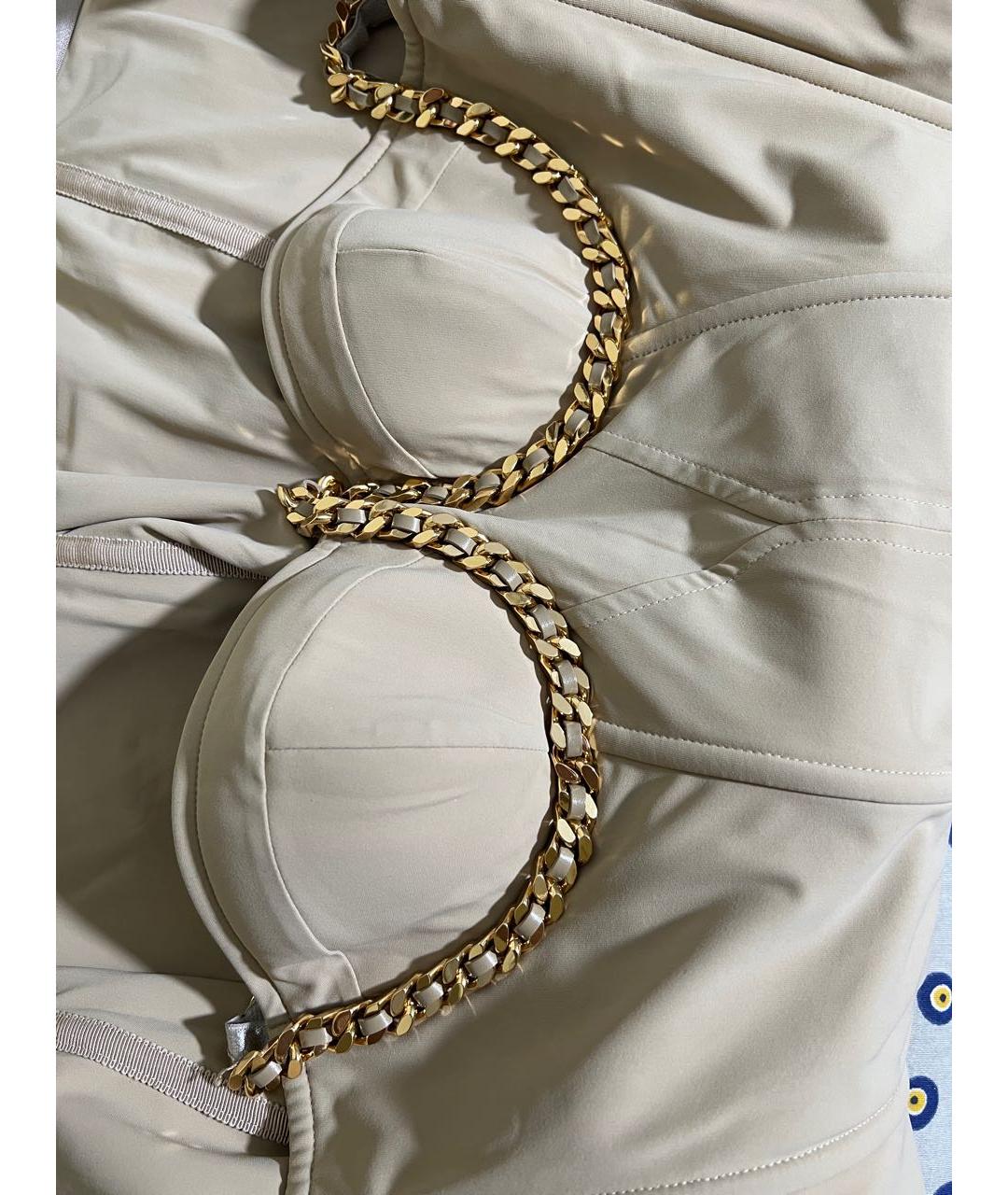 BURBERRY Бежевое полиэстеровое коктейльное платье, фото 7