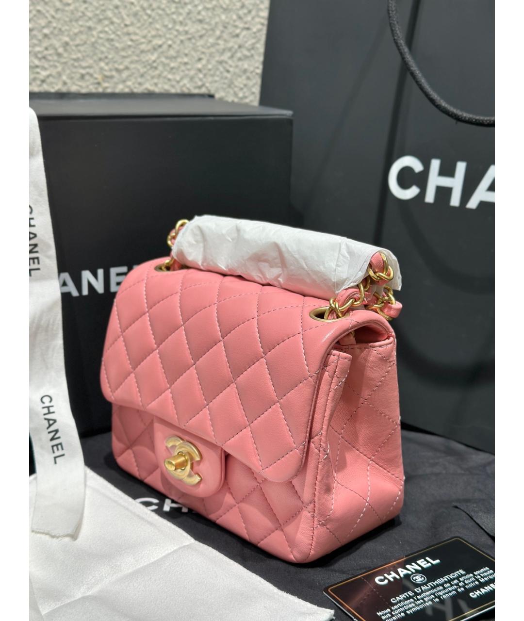 CHANEL Розовая кожаная сумка через плечо, фото 4