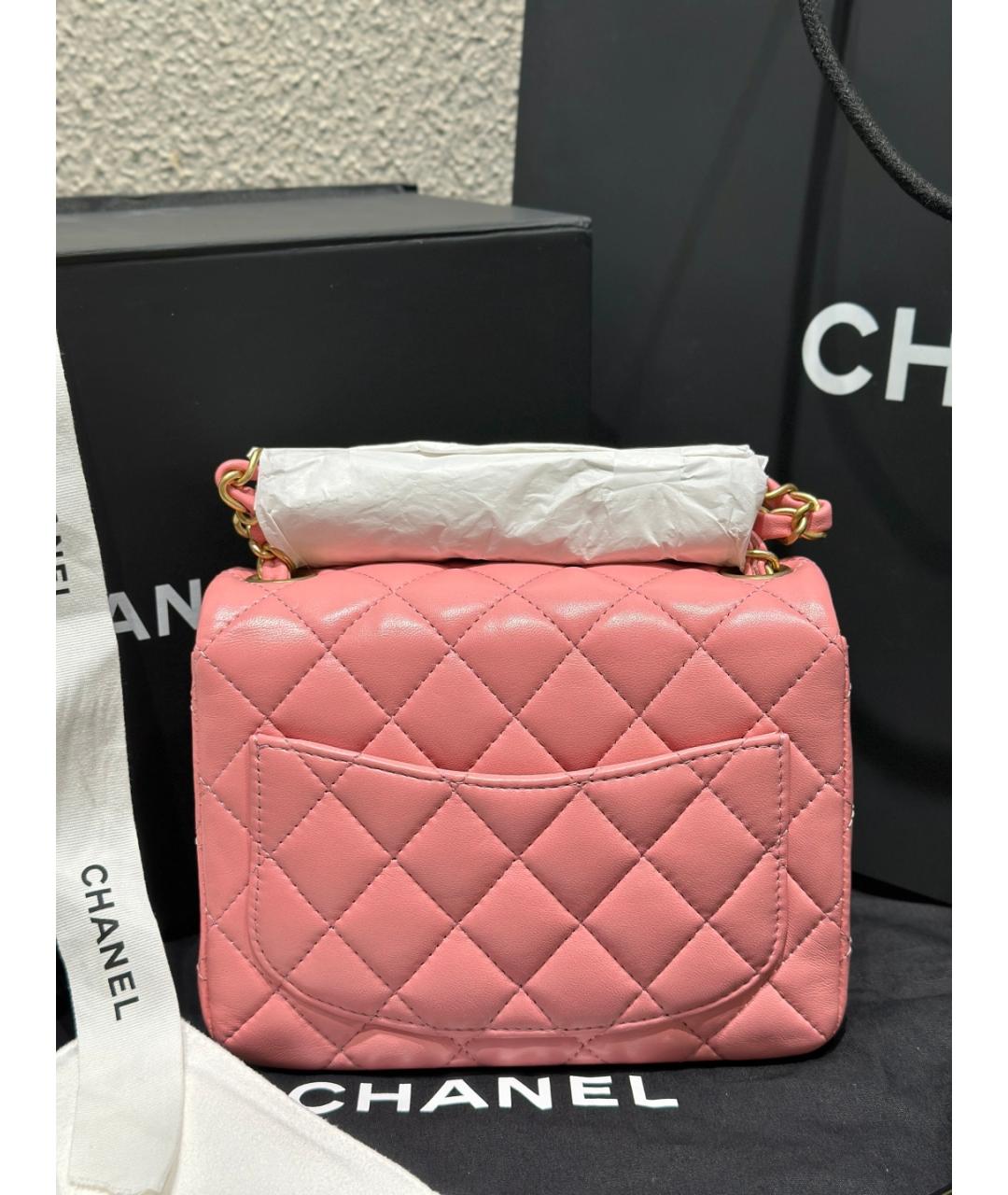 CHANEL Розовая кожаная сумка через плечо, фото 6