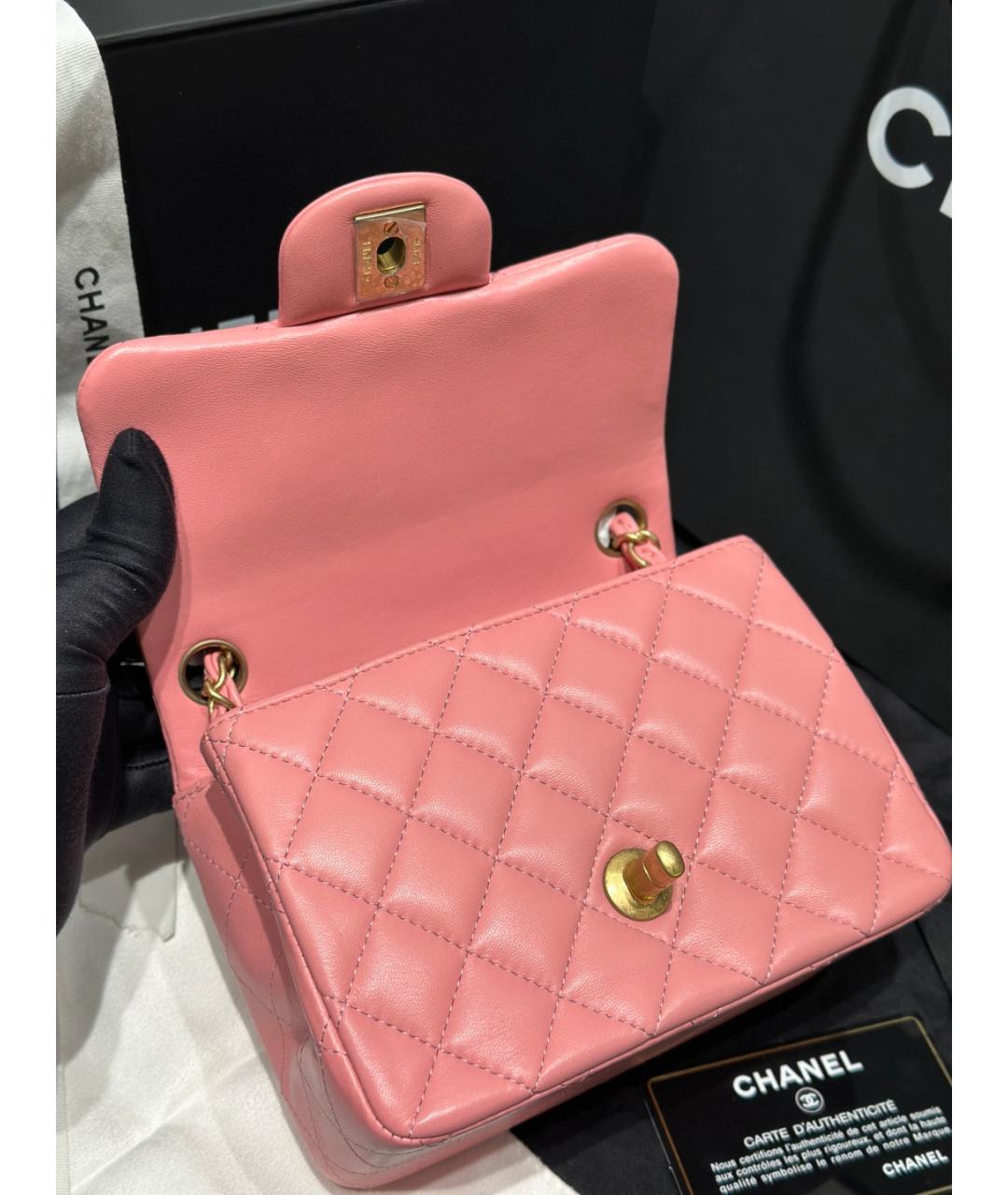 CHANEL Розовая кожаная сумка через плечо, фото 8