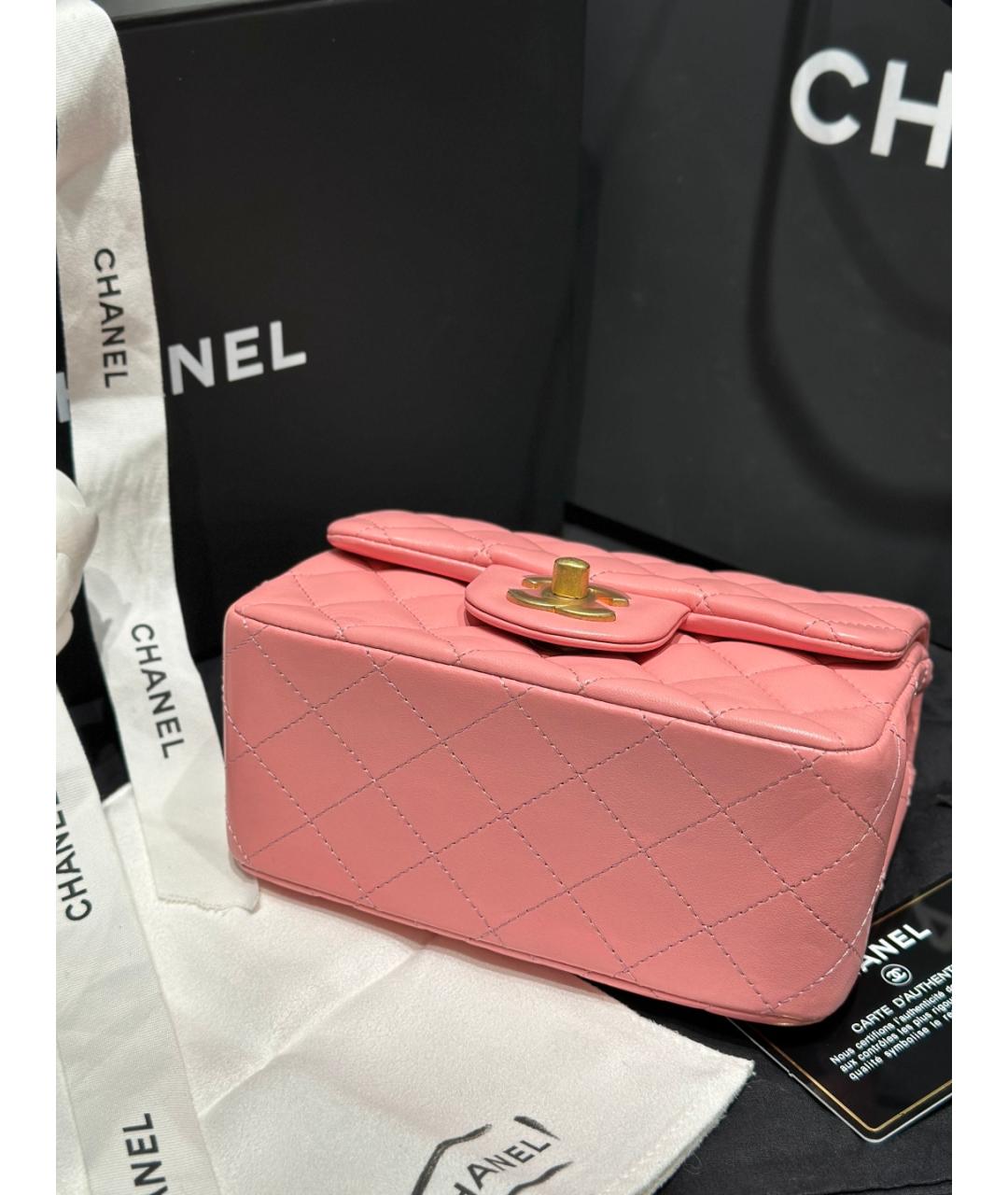 CHANEL Розовая кожаная сумка через плечо, фото 7