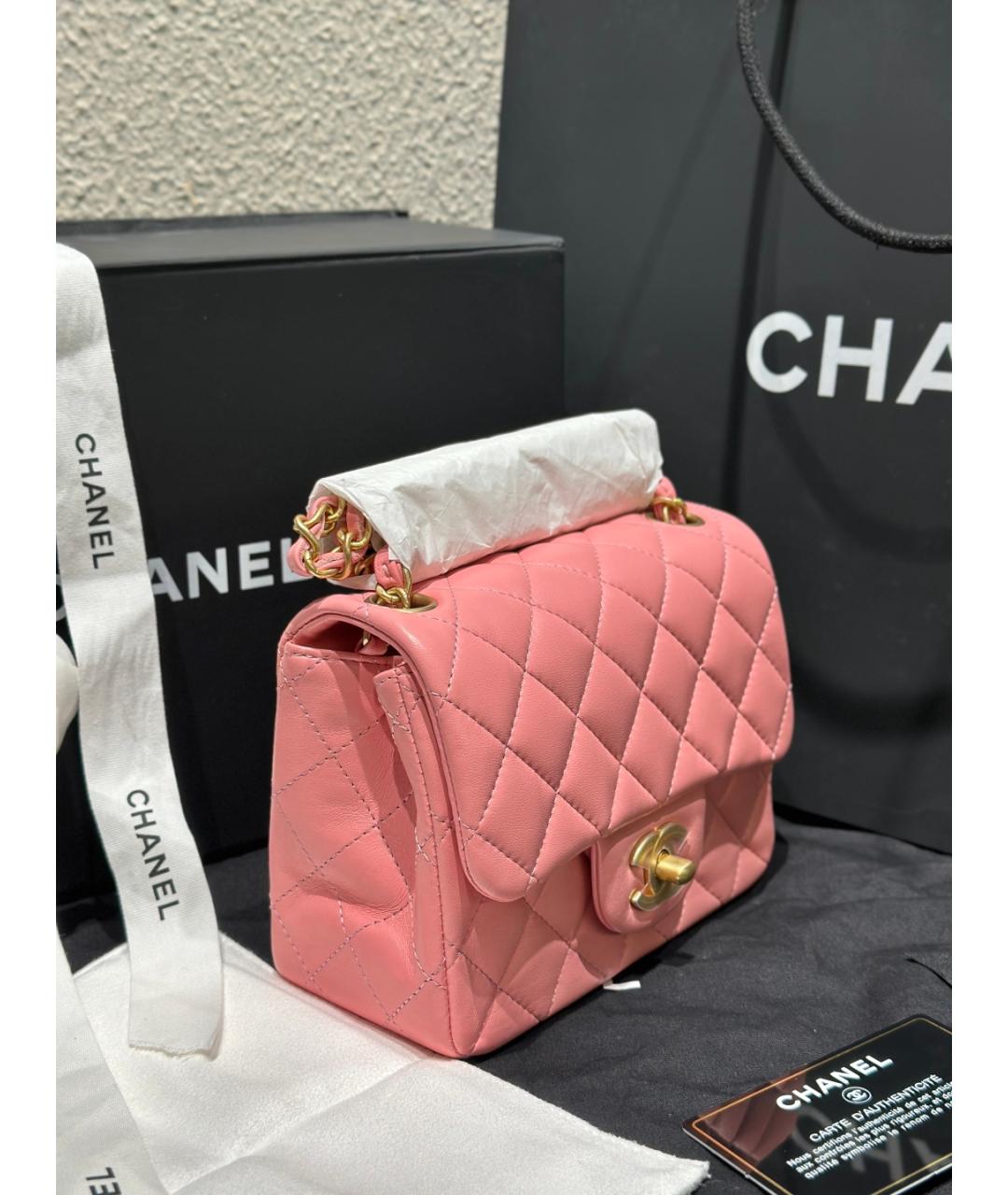 CHANEL Розовая кожаная сумка через плечо, фото 3