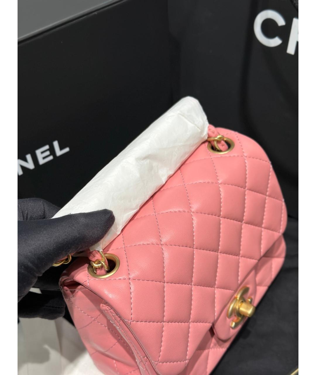 CHANEL Розовая кожаная сумка через плечо, фото 5