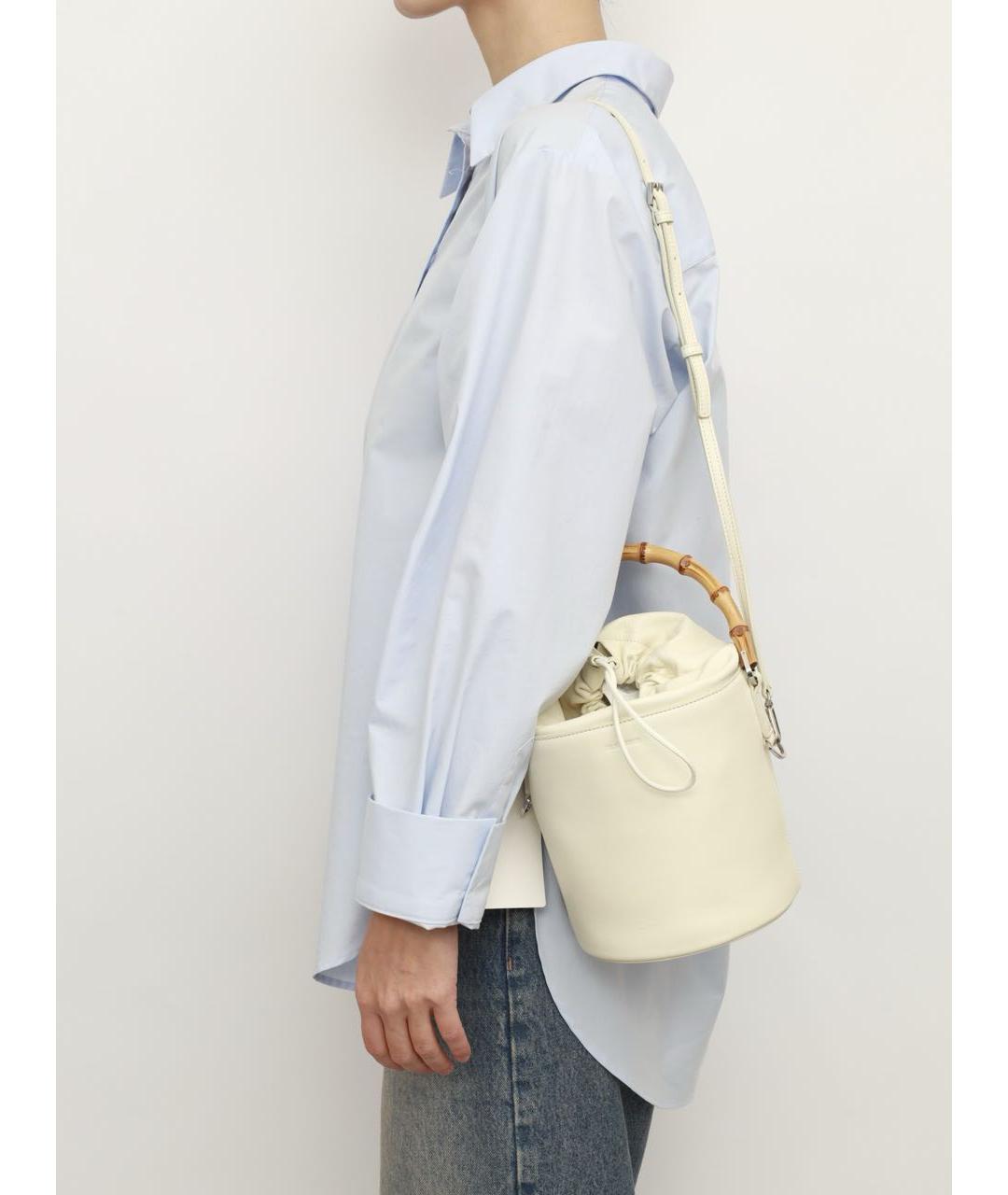 JIL SANDER Бежевая кожаная сумка с короткими ручками, фото 7