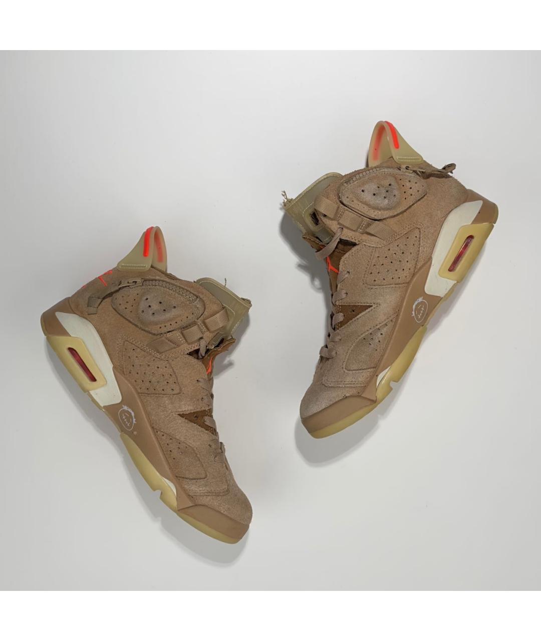 JORDAN Коричневые нубуковые высокие кроссовки / кеды, фото 2