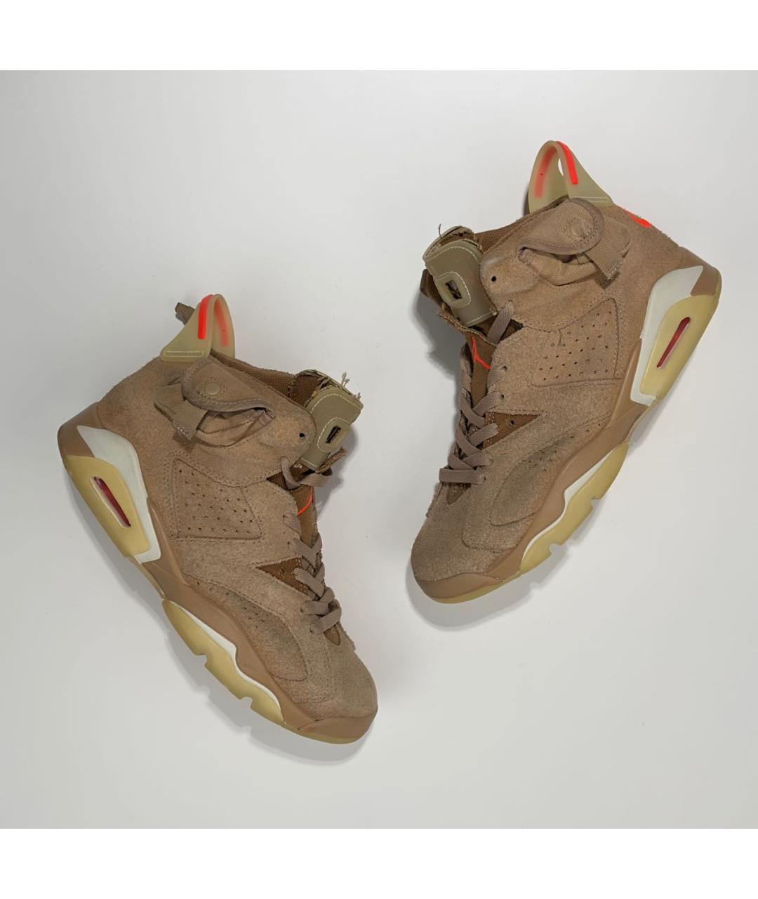 JORDAN Коричневые нубуковые высокие кроссовки / кеды, фото 7