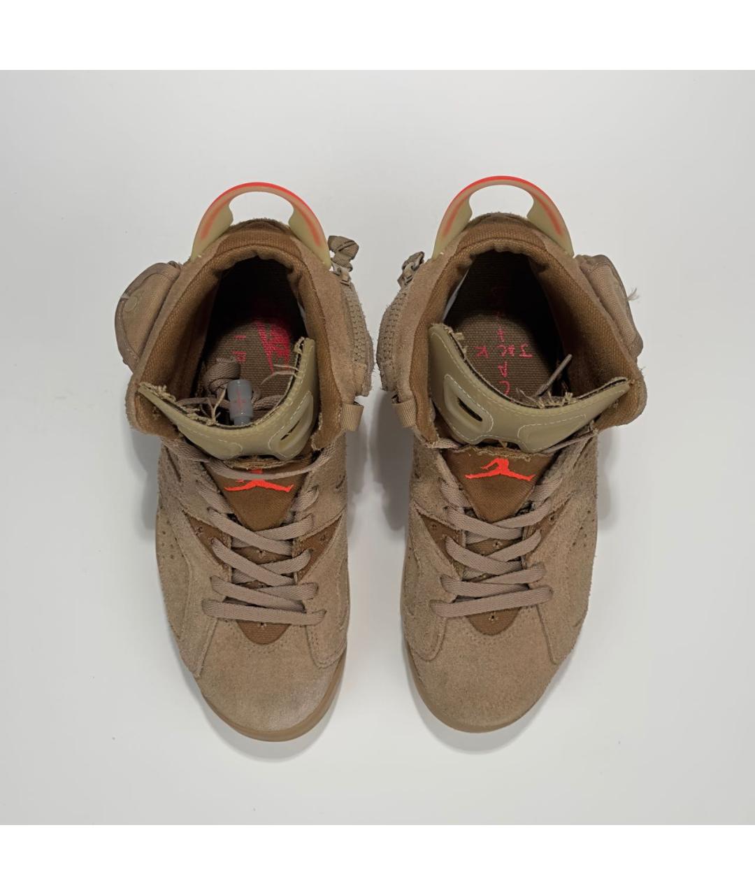 JORDAN Коричневые нубуковые высокие кроссовки / кеды, фото 3