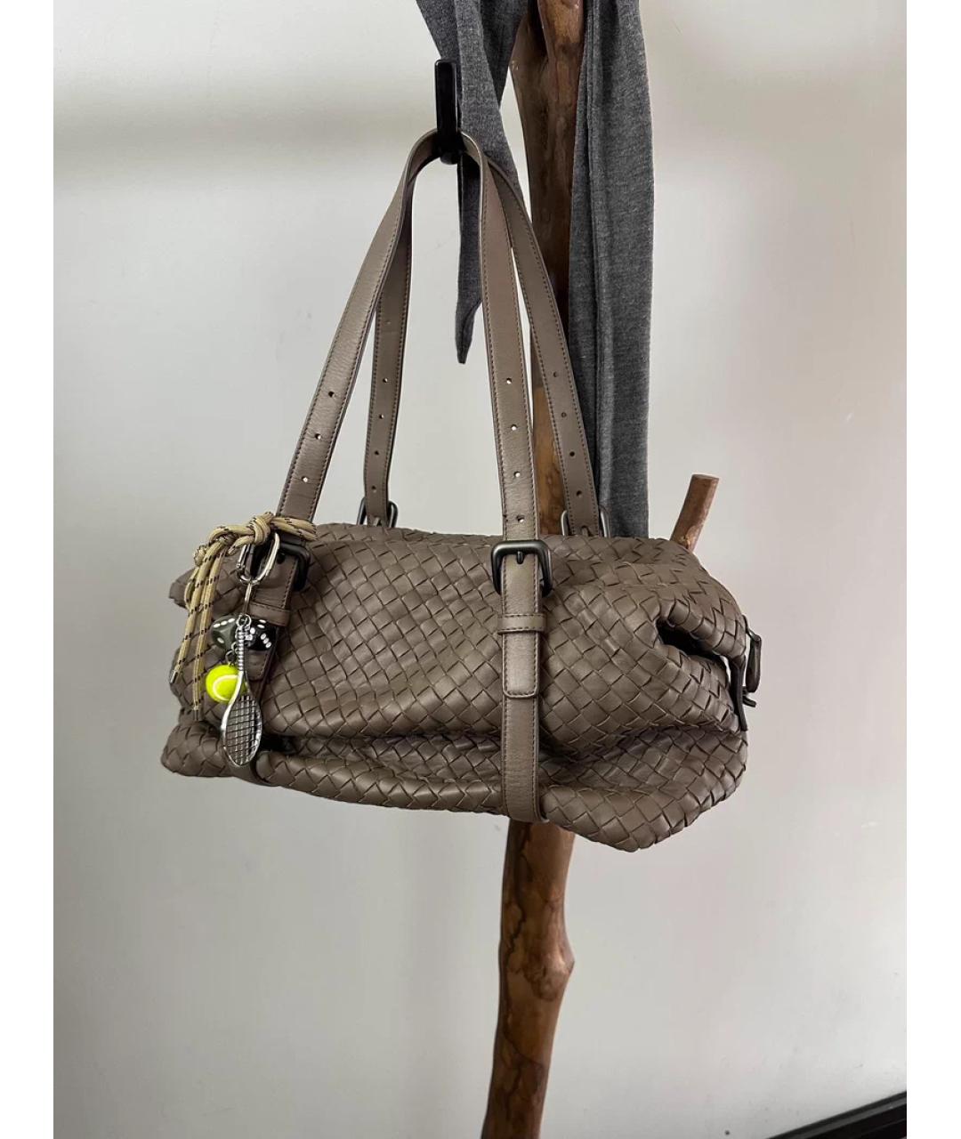 BOTTEGA VENETA Серая кожаная сумка через плечо, фото 9