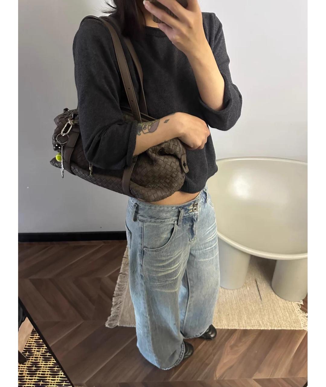 BOTTEGA VENETA Серая кожаная сумка через плечо, фото 3