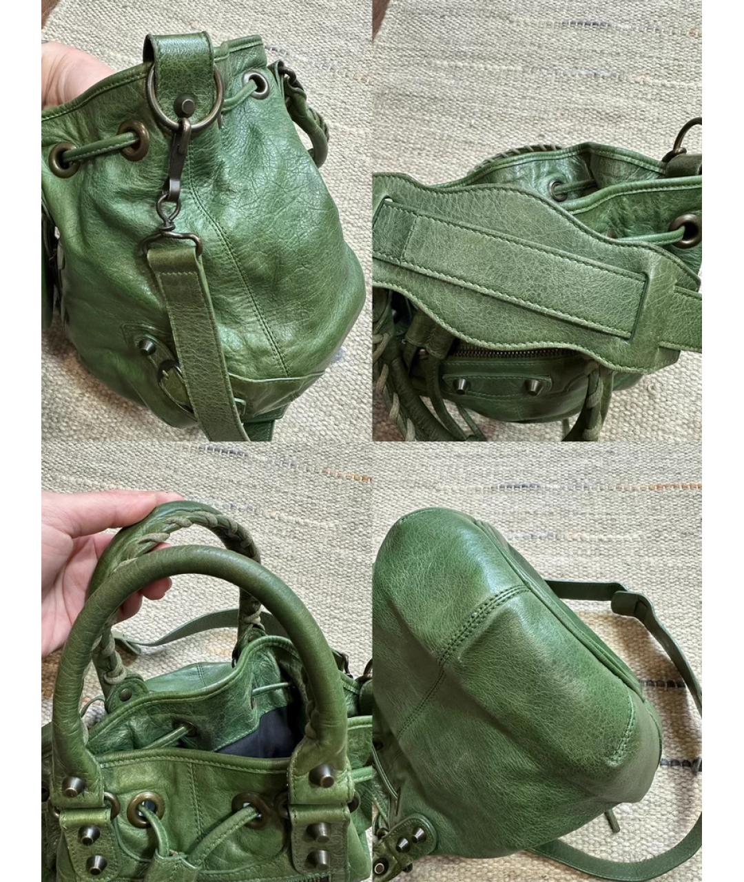 BALENCIAGA Зеленая кожаная сумка через плечо, фото 6