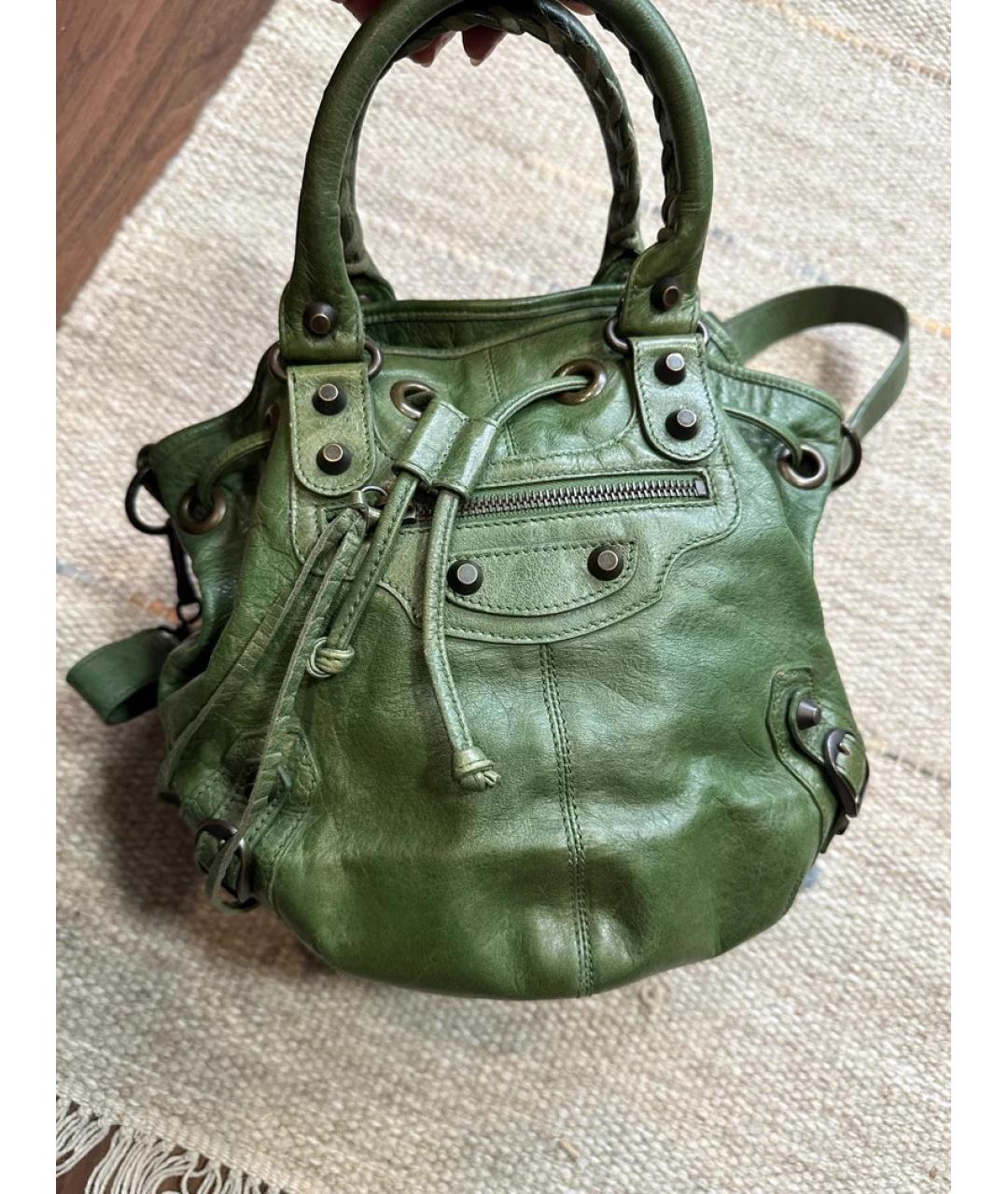 BALENCIAGA Зеленая кожаная сумка через плечо, фото 5