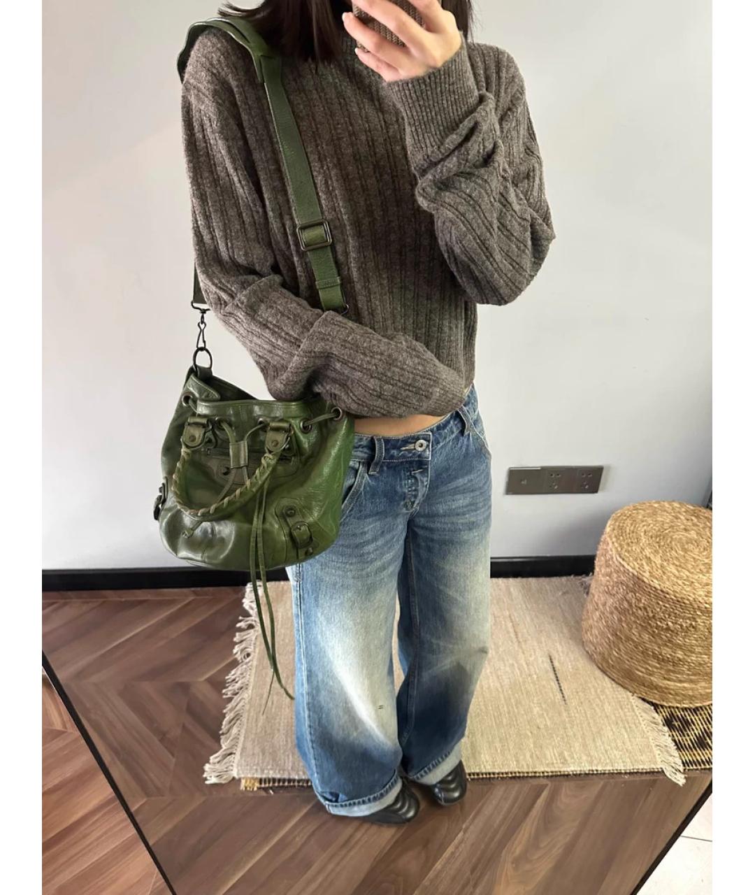 BALENCIAGA Зеленая кожаная сумка через плечо, фото 4