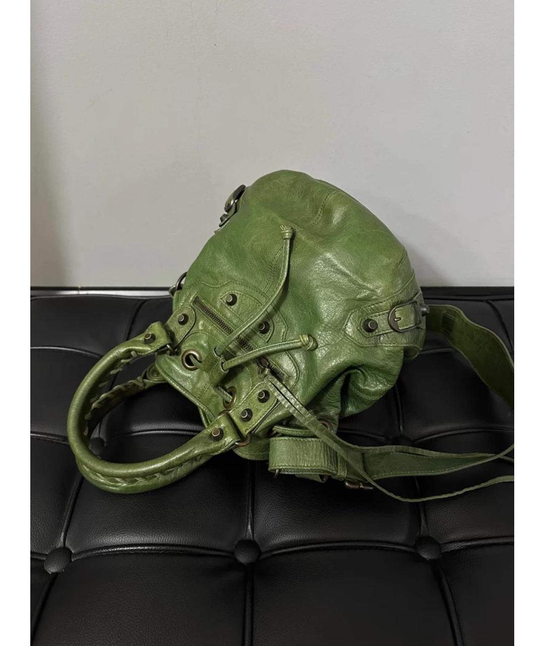 BALENCIAGA Зеленая кожаная сумка через плечо, фото 9