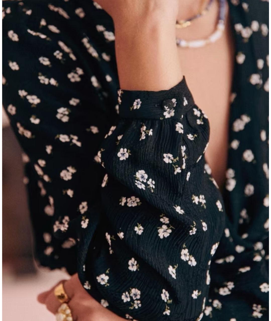 Sezane Черная вискозная блузы, фото 8