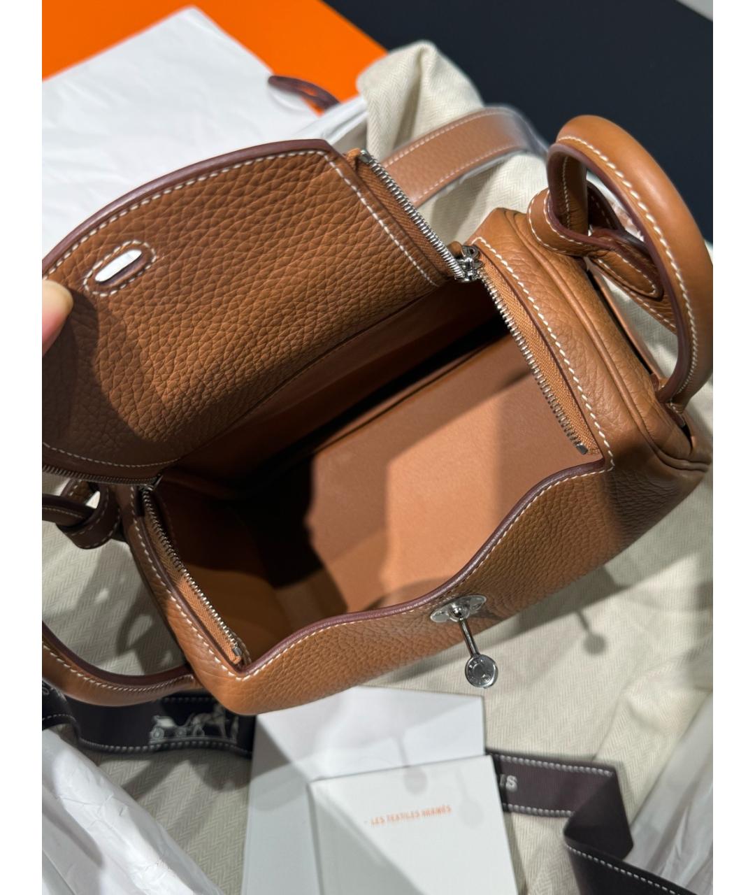 HERMES Коричневая кожаная сумка через плечо, фото 6