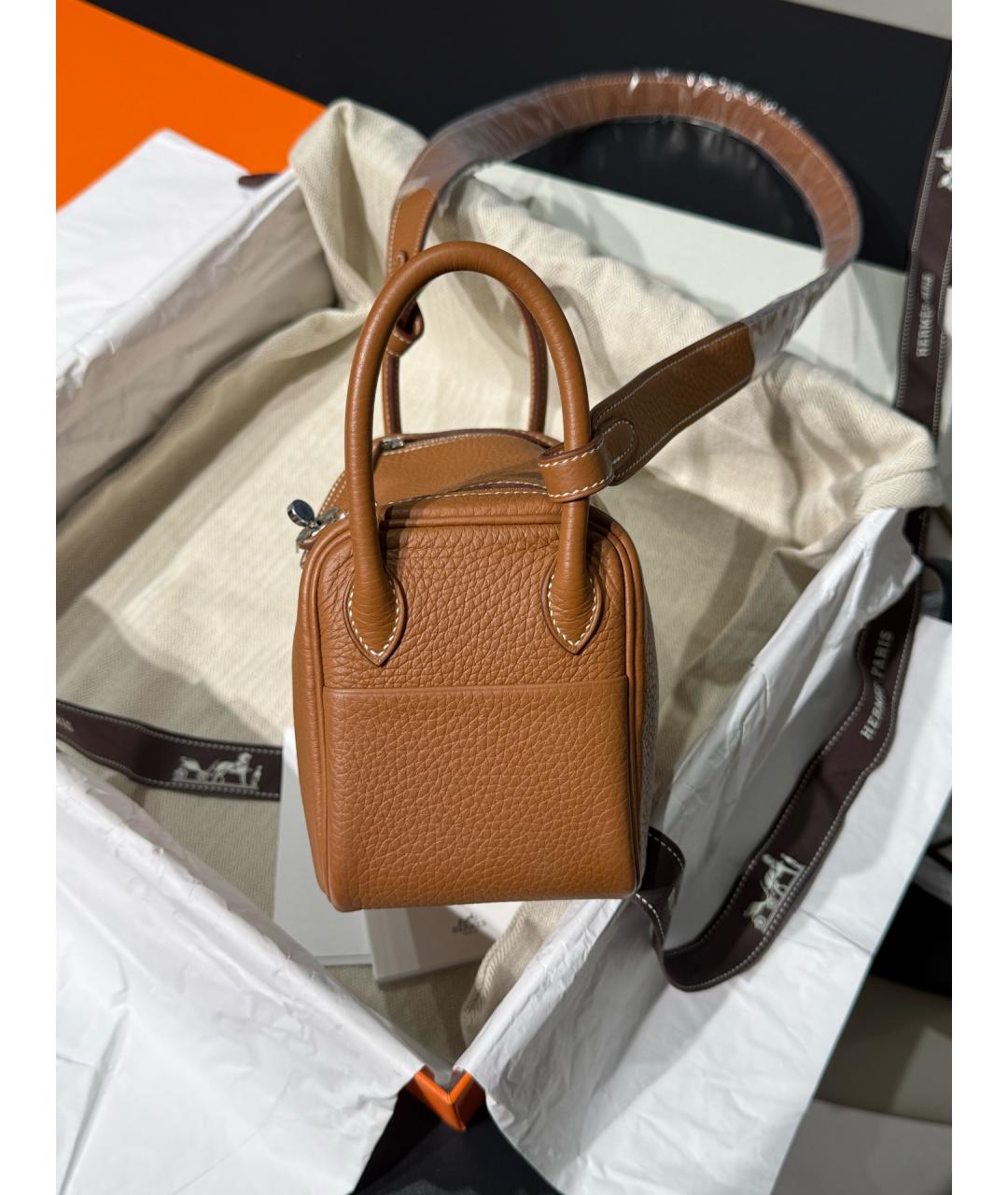 HERMES Коричневая кожаная сумка через плечо, фото 4