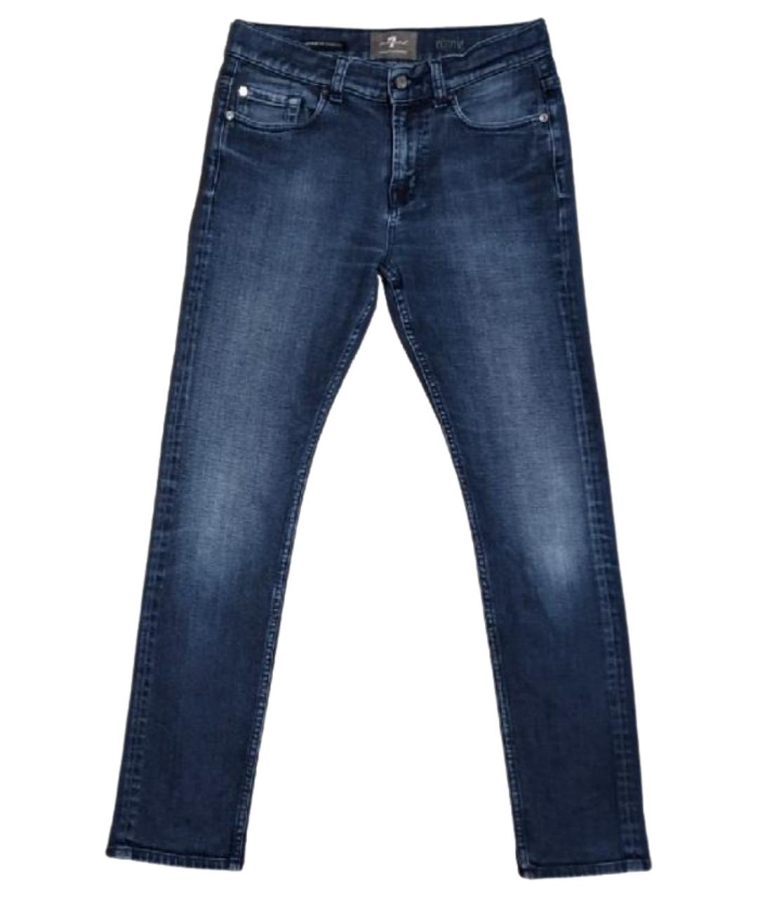 7 FOR ALL MANKIND Синие хлопко-кашемировые джинсы скинни, фото 1