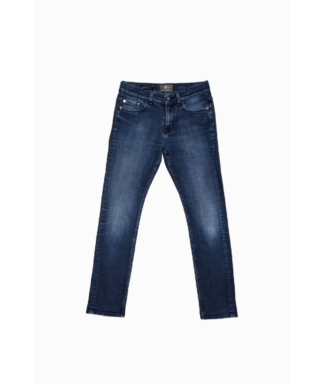 7 FOR ALL MANKIND Синие хлопко-кашемировые джинсы скинни, фото 9