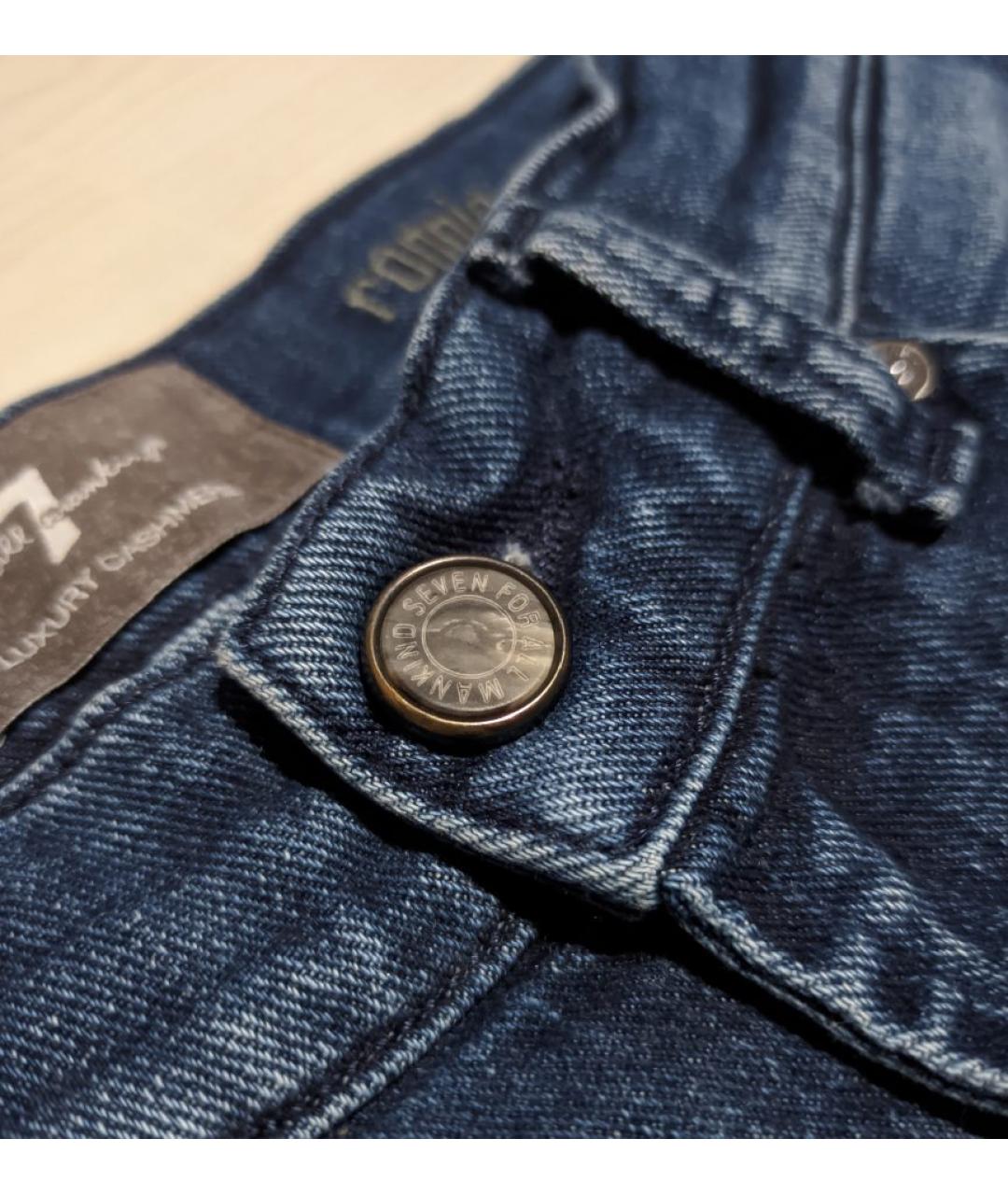 7 FOR ALL MANKIND Синие хлопко-кашемировые джинсы скинни, фото 4