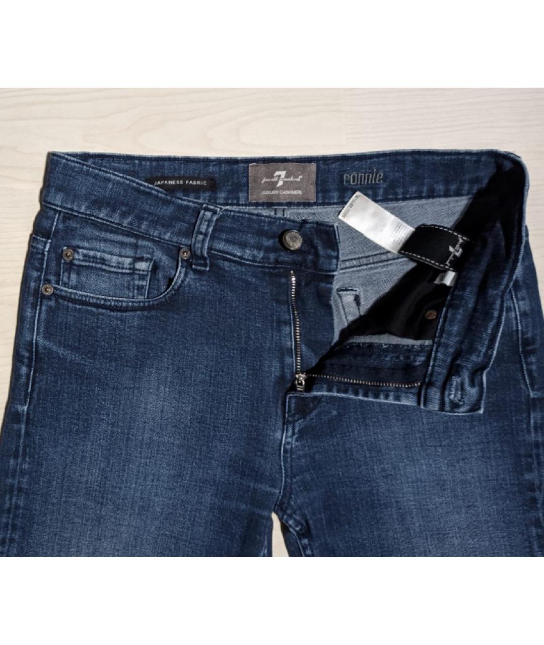 7 FOR ALL MANKIND Синие хлопко-кашемировые джинсы скинни, фото 3