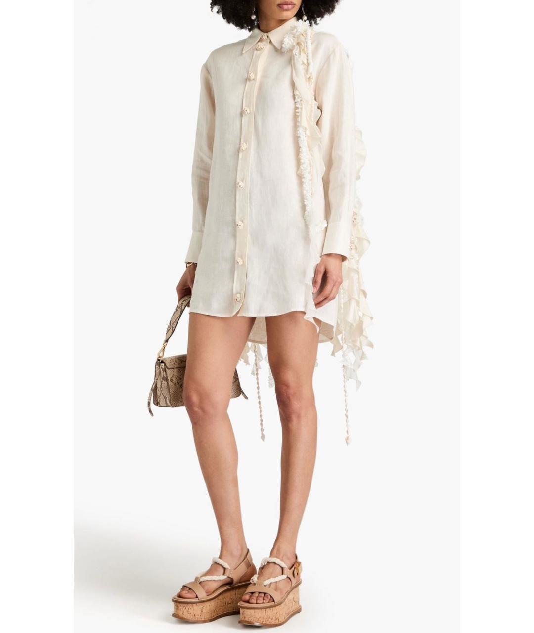ZIMMERMANN Бежевое льняное коктейльное платье, фото 2