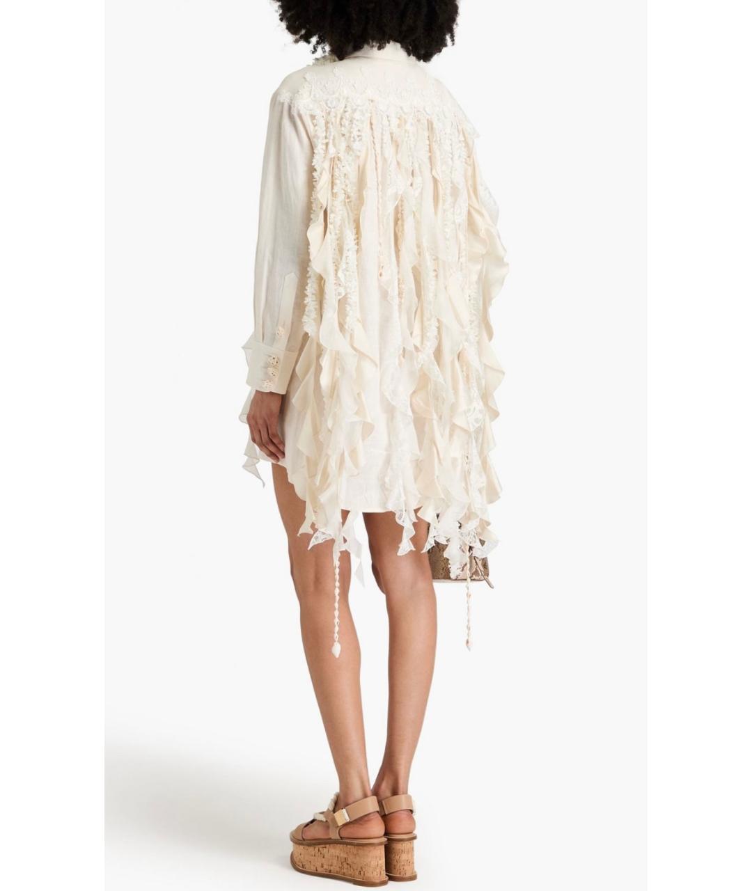 ZIMMERMANN Бежевое льняное коктейльное платье, фото 3