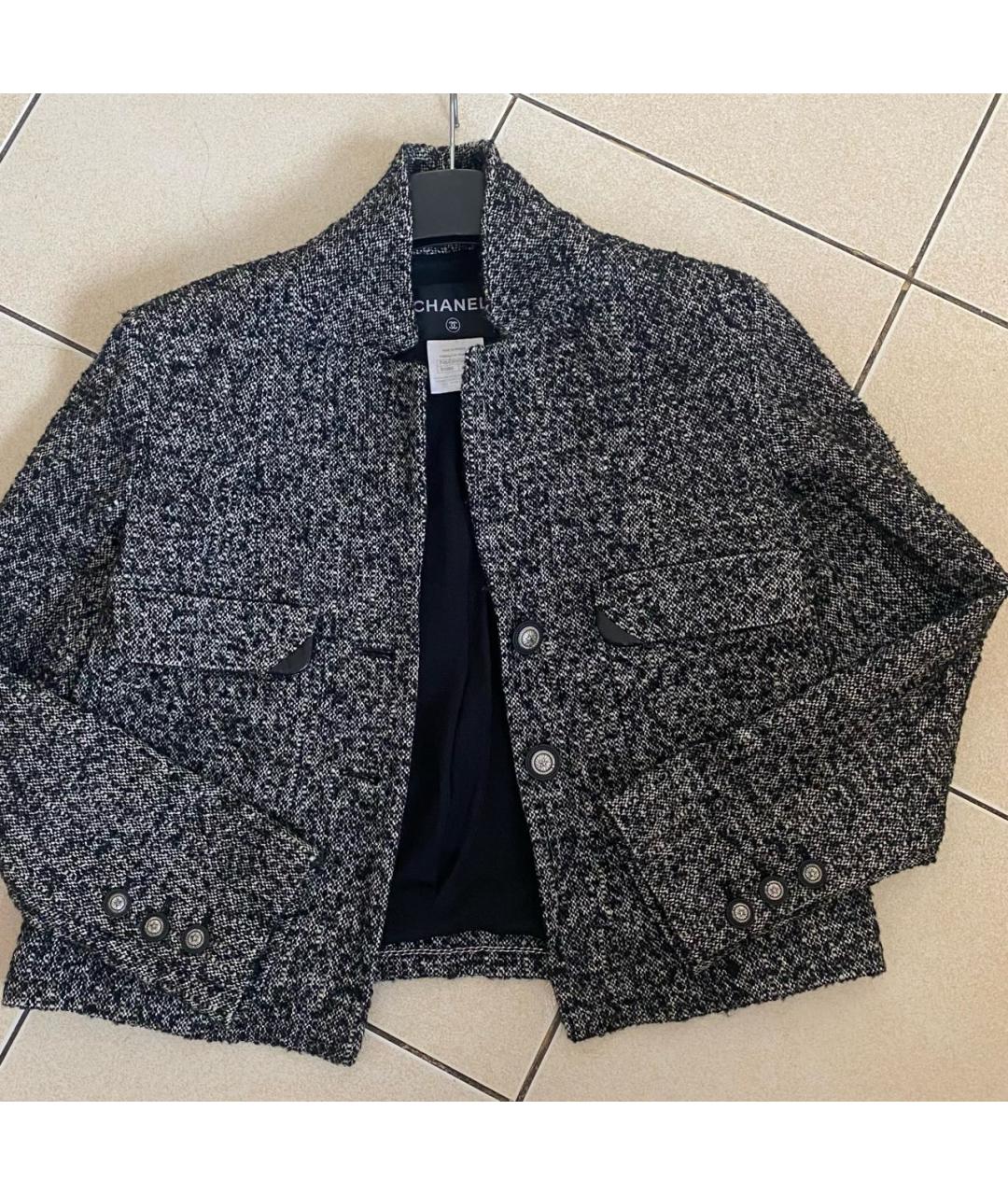 CHANEL Серый твидовый жакет/пиджак, фото 2