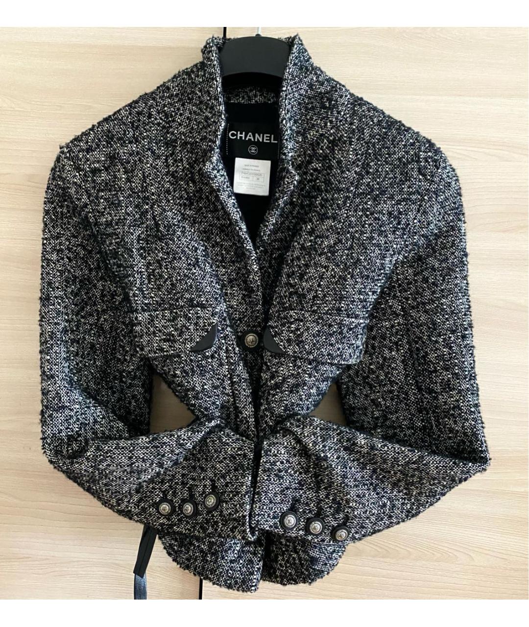 CHANEL Серый твидовый жакет/пиджак, фото 3