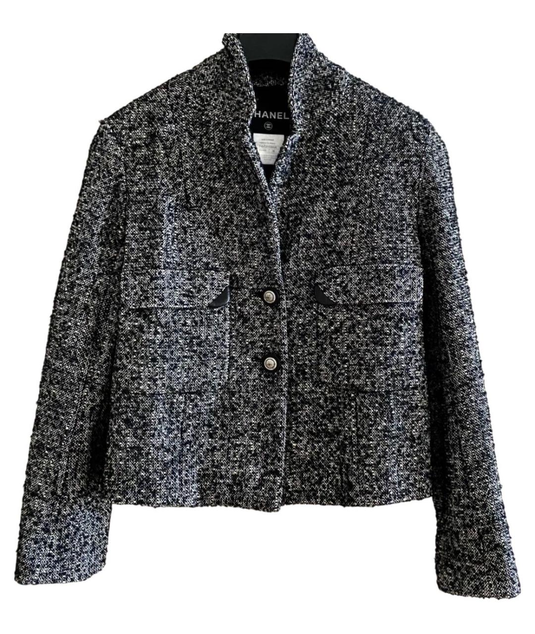 CHANEL Серый твидовый жакет/пиджак, фото 1
