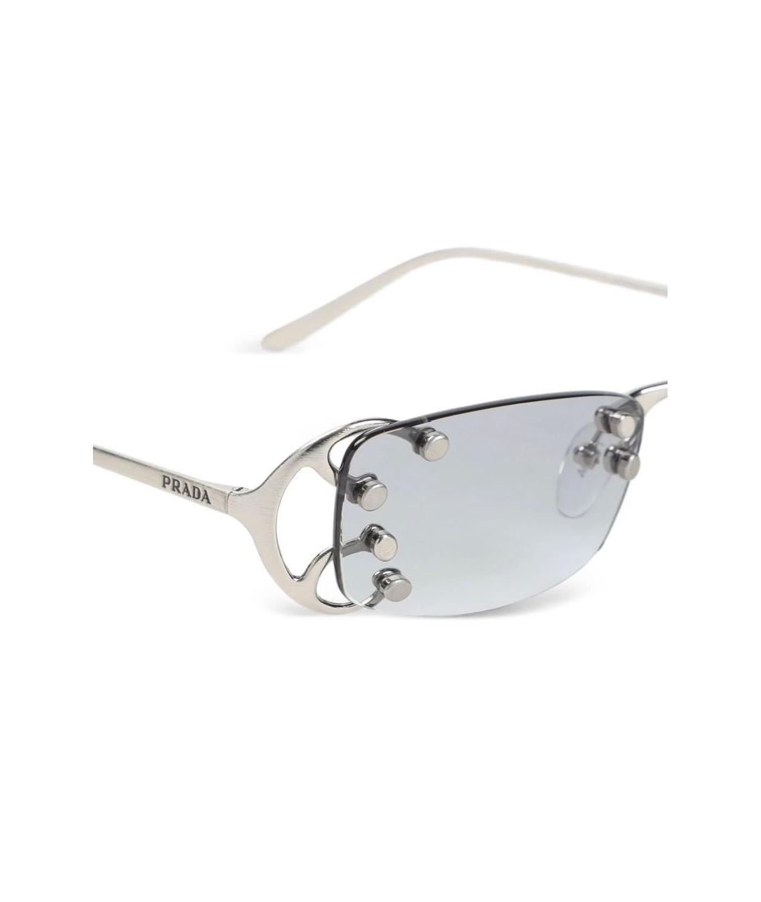 PRADA Серебряные металлические солнцезащитные очки, фото 3