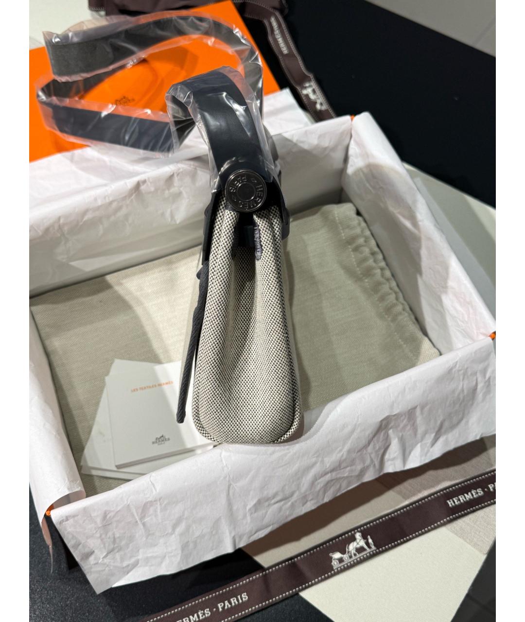 HERMES Серая кожаная сумка через плечо, фото 2