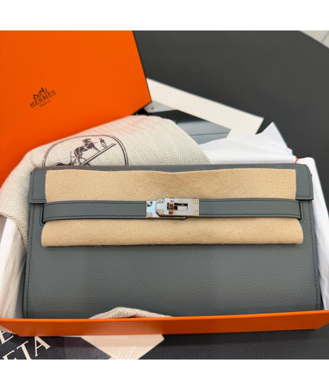 HERMES Серая кожаная сумка через плечо, фото 2