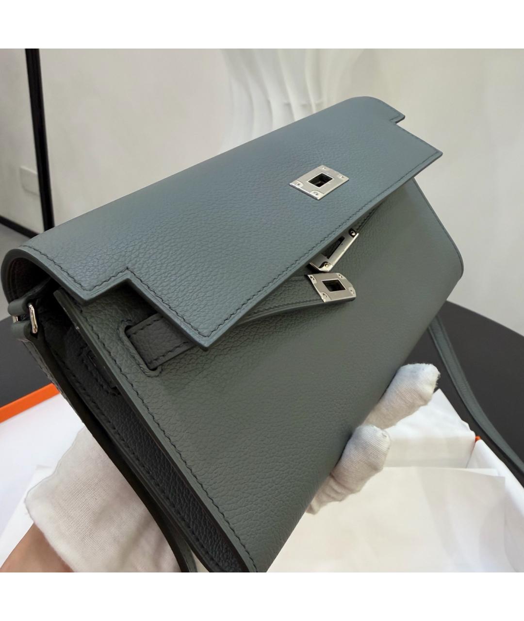 HERMES Серая кожаная сумка через плечо, фото 3