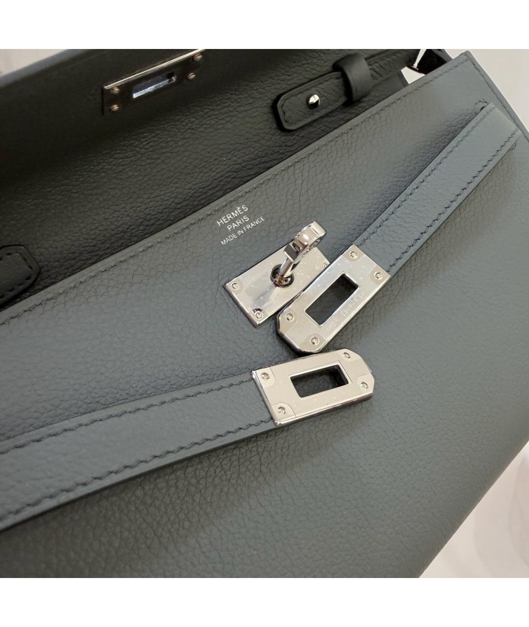 HERMES Серая кожаная сумка через плечо, фото 4