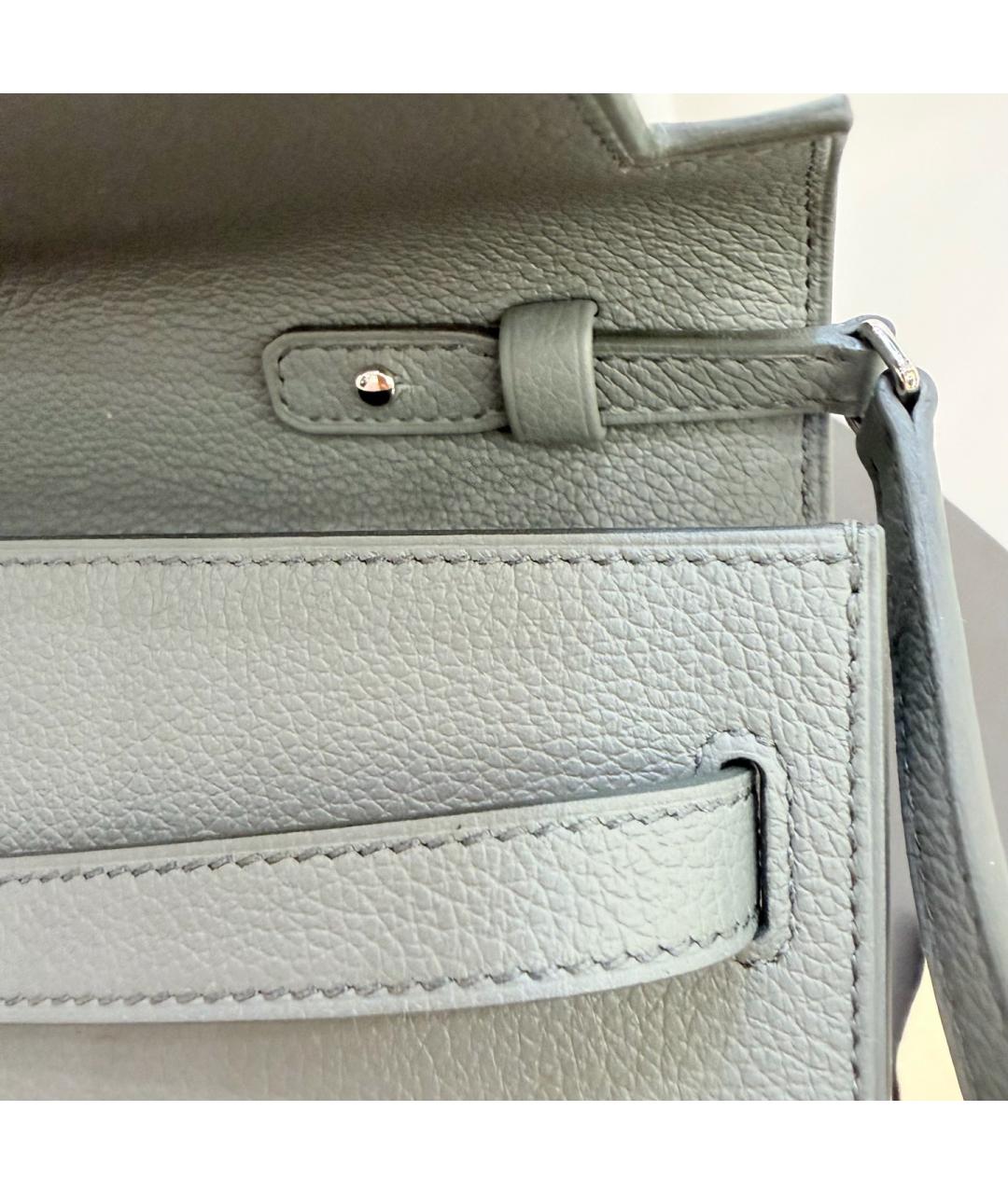 HERMES Серая кожаная сумка через плечо, фото 6