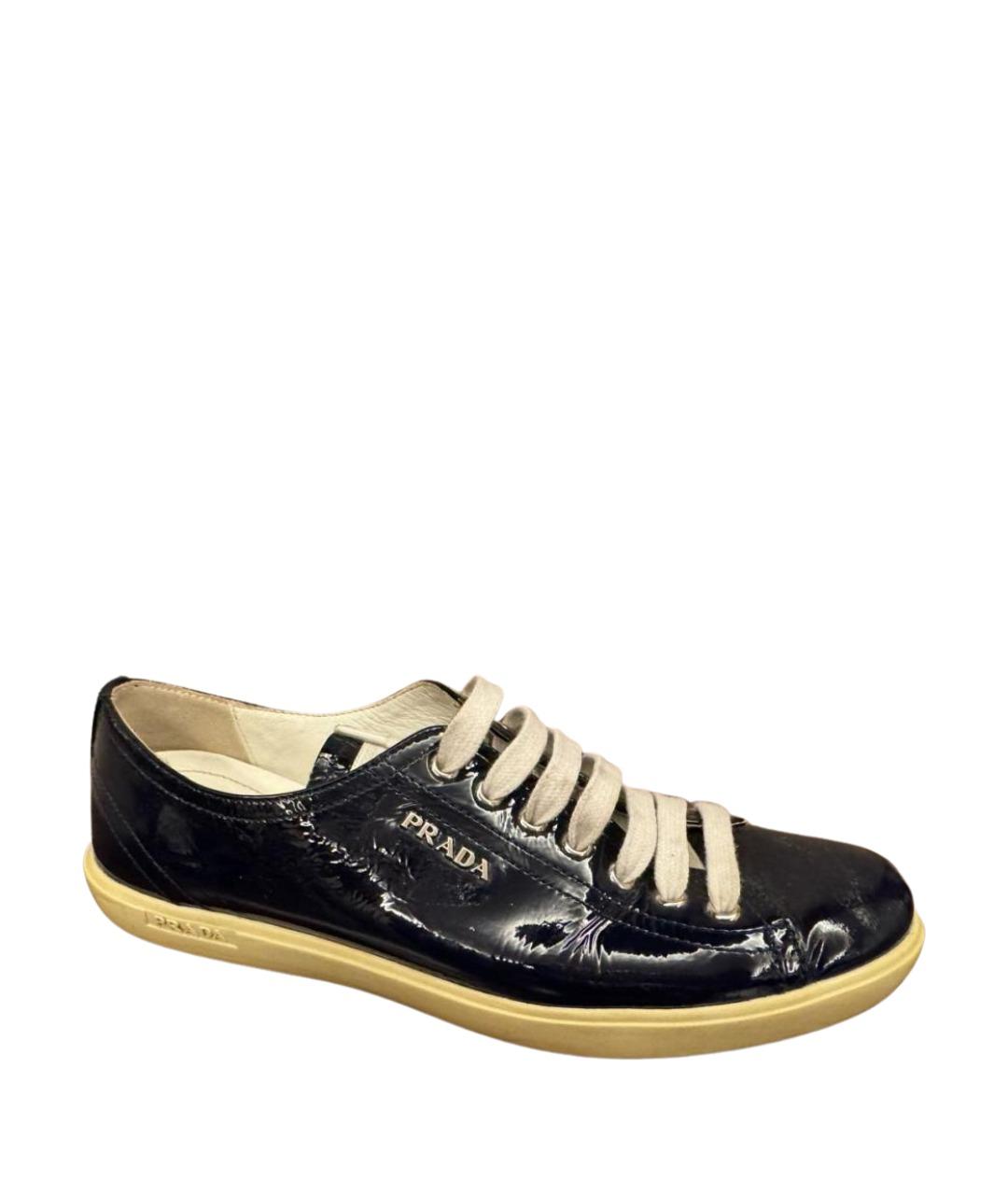 PRADA Темно-синие кеды из лакированной кожи, фото 1