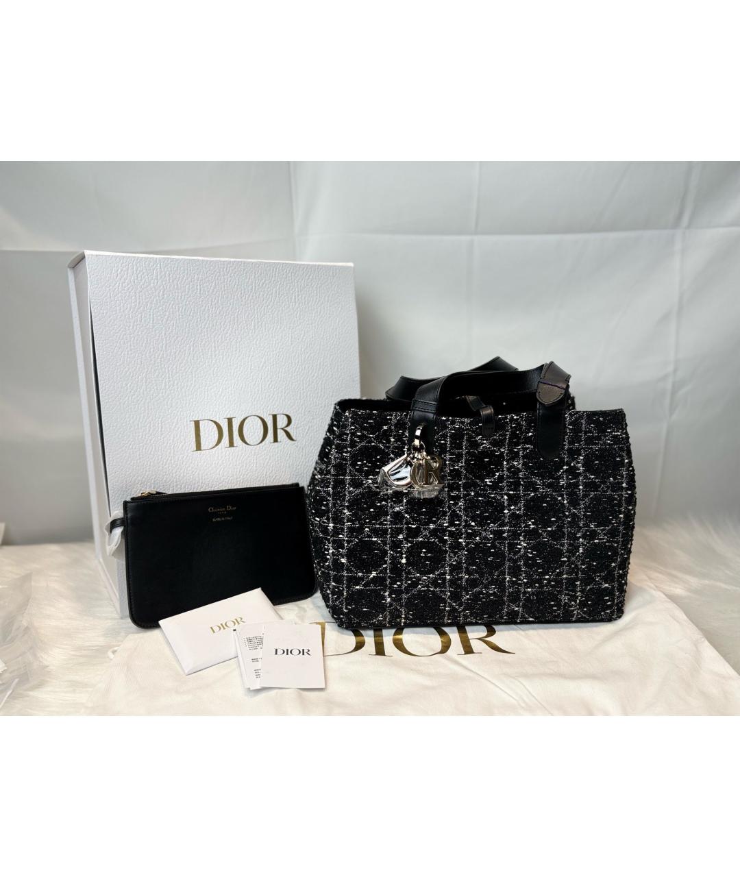 CHRISTIAN DIOR Черная твидовая сумка с короткими ручками, фото 2