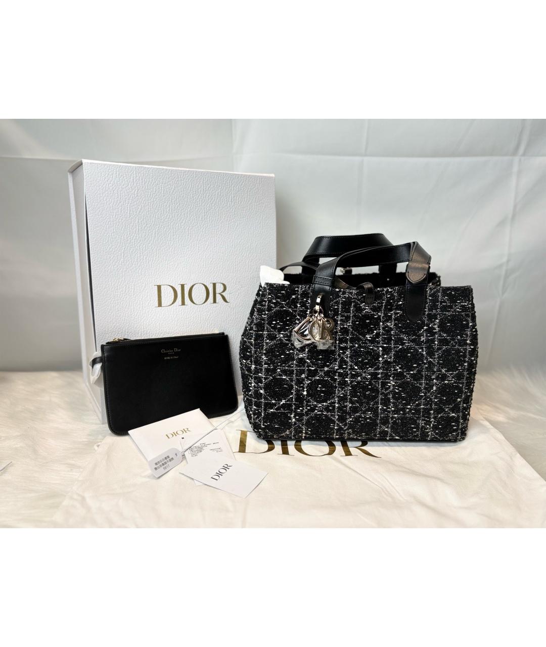 CHRISTIAN DIOR Черная твидовая сумка с короткими ручками, фото 8