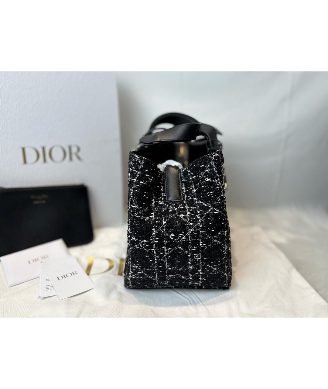 CHRISTIAN DIOR Черная твидовая сумка с короткими ручками, фото 5