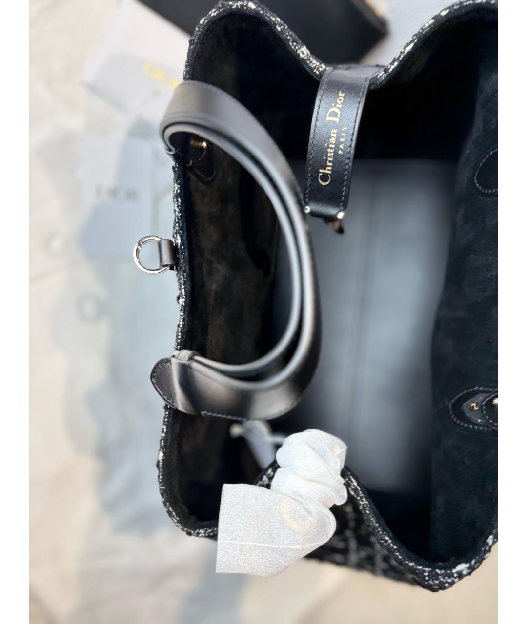 CHRISTIAN DIOR Черная твидовая сумка с короткими ручками, фото 7