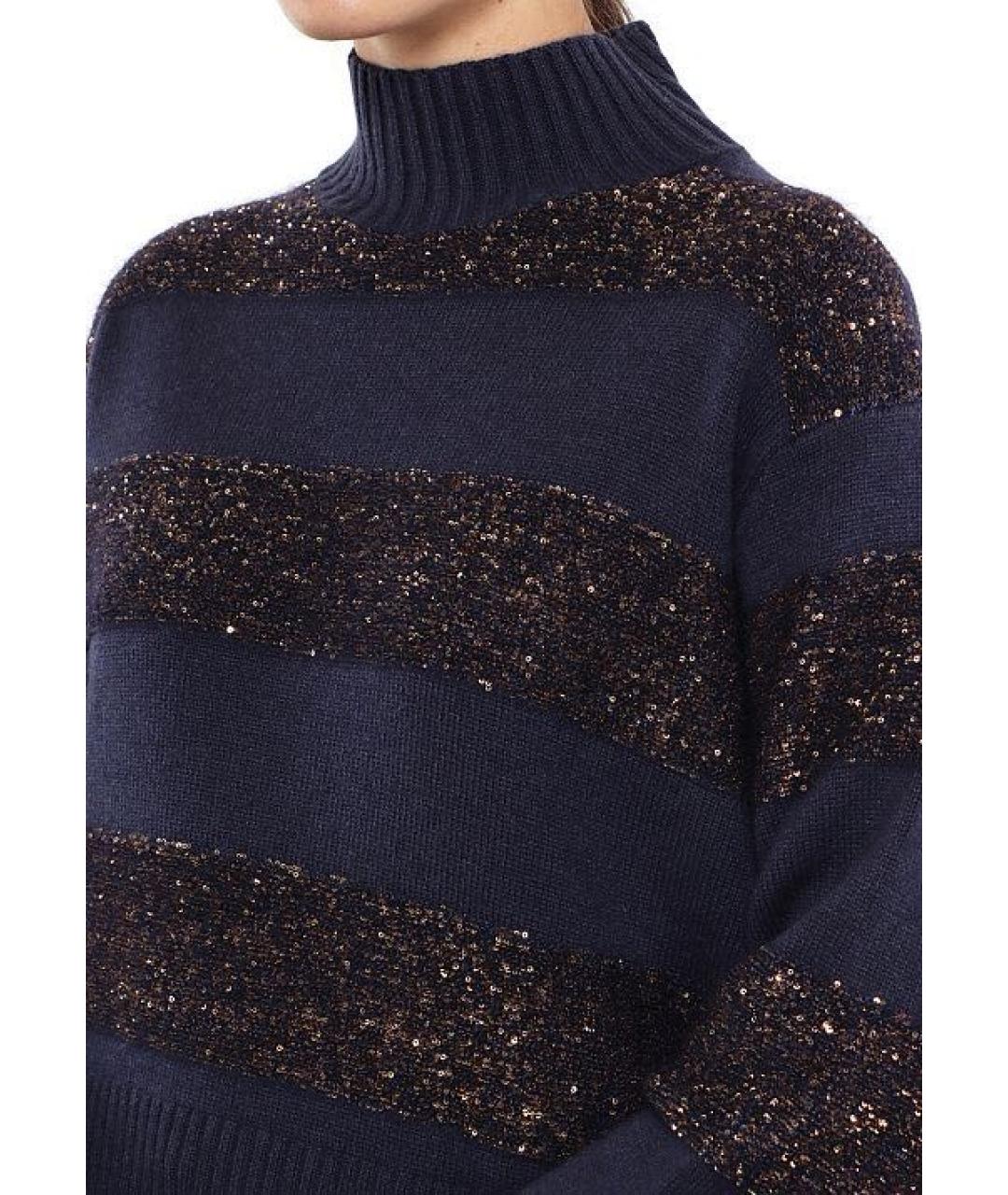 BRUNELLO CUCINELLI Темно-синий шерстяной джемпер / свитер, фото 5