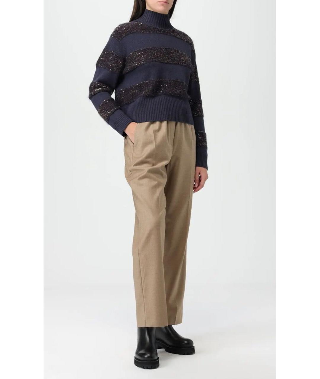 BRUNELLO CUCINELLI Темно-синий шерстяной джемпер / свитер, фото 4