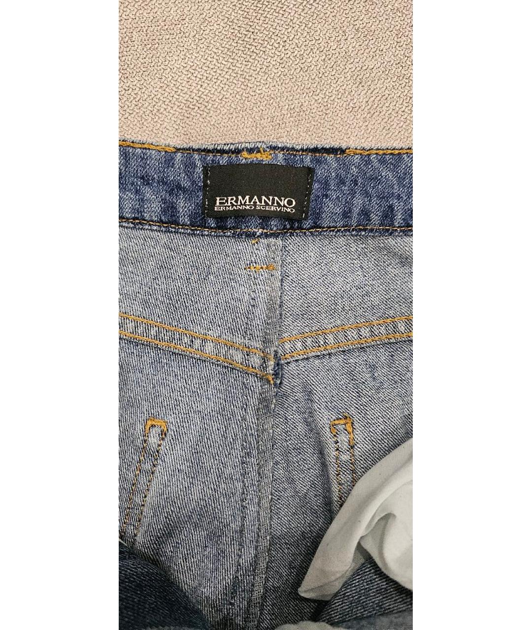 ERMANNO SCERVINO Синие хлопковые прямые джинсы, фото 3