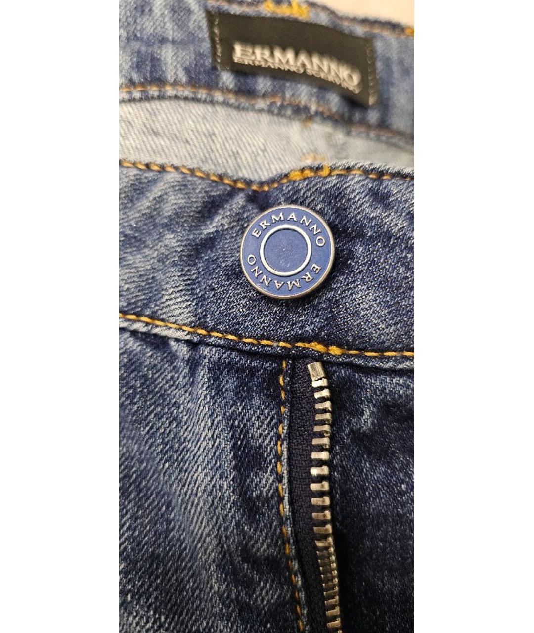 ERMANNO SCERVINO Синие хлопковые прямые джинсы, фото 6